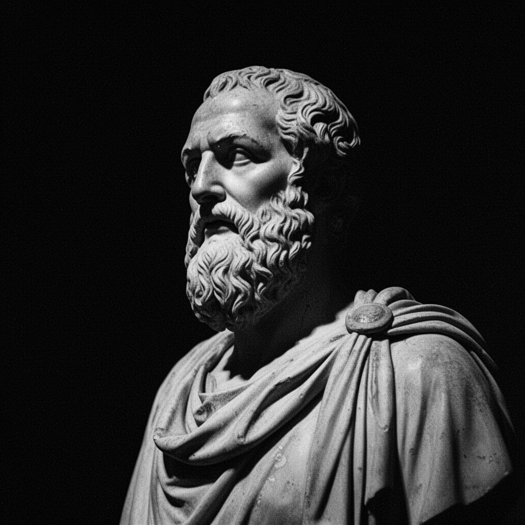 Stone bust of a Greek philosopher